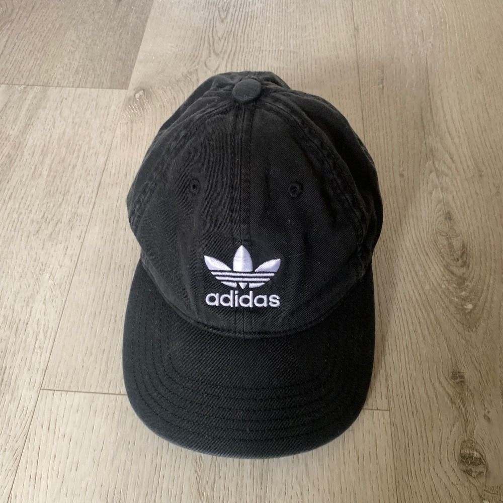 Adidas Originals Trefoil Baseball Cap Black White Embroidered Dad Hat Adjustable